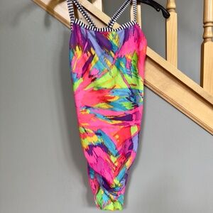 Dophin Uglies Abstract One Piece Race Women's Swimsuit sz 22 youth